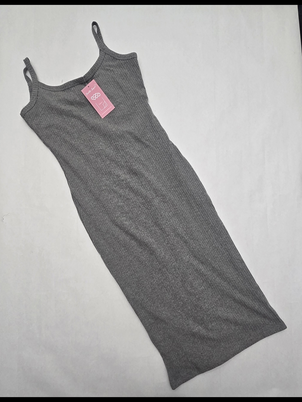 Heart Hips Ribbed Slip Dress in Gray
